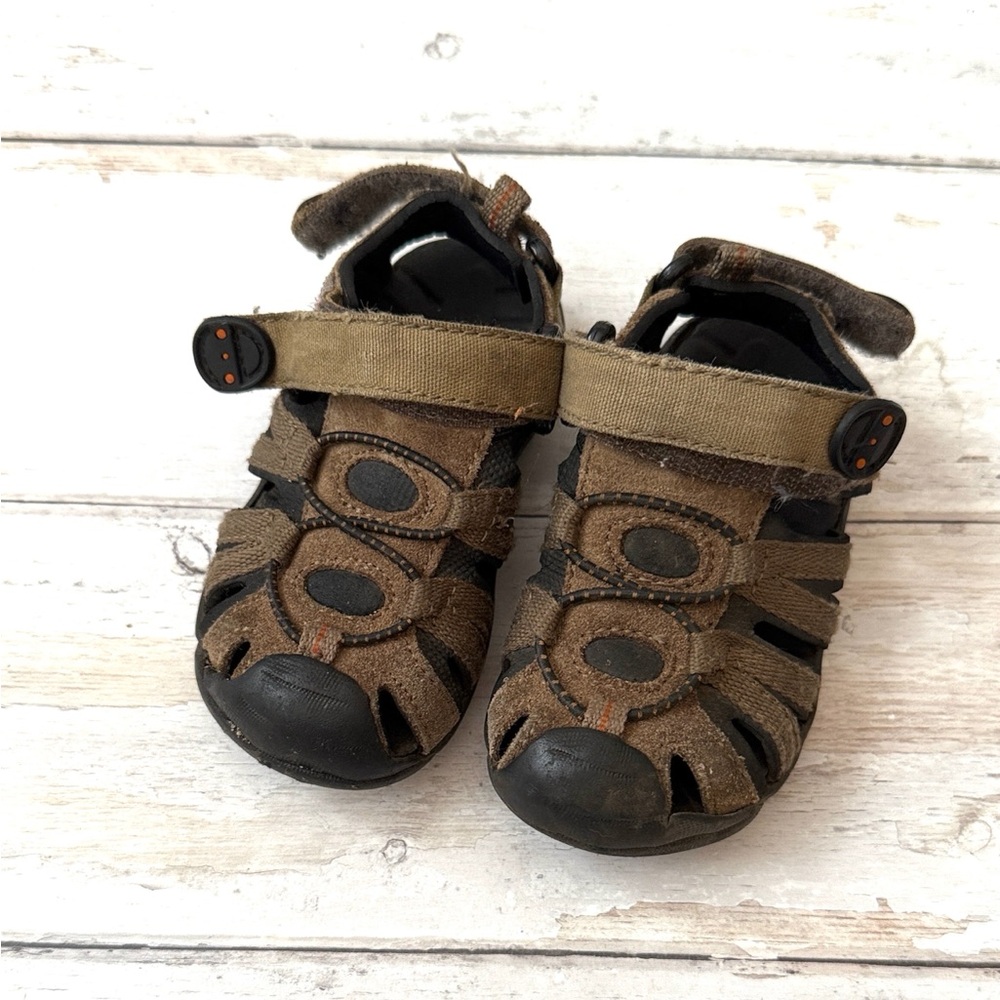 Cherokee Boys Size 6 Baby Toddler Sandals Summer Shoes Brown Black Kids